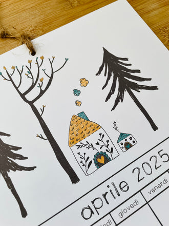 Eco-Friendly Manulu Studio's Illustrated Italian Calendar 2025 "Nel Cuore del Bosco"