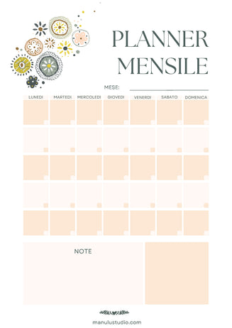 planner mensile stampabile di manulu studio