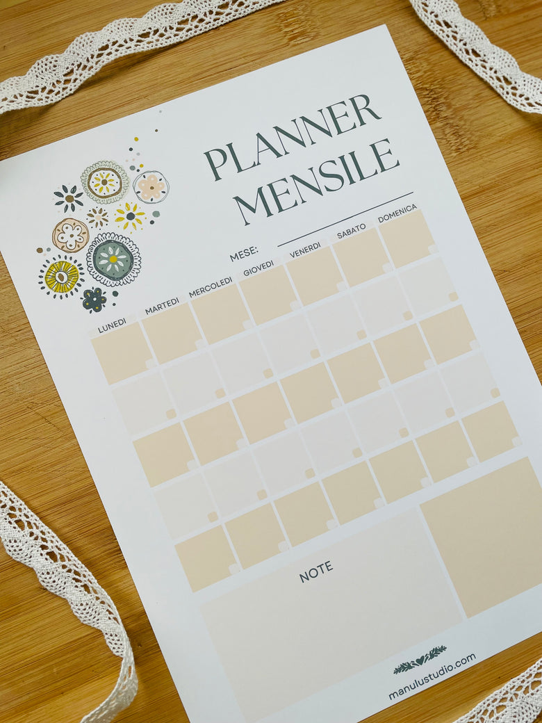 Eco-friendly digital monthly planner for organization, 2025 edition by Manulu Studio.