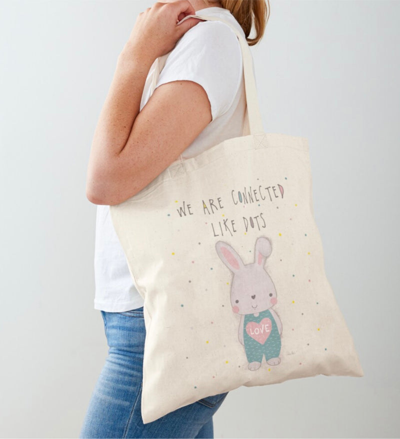 Borsa shopper in cotone "Bunny Love".