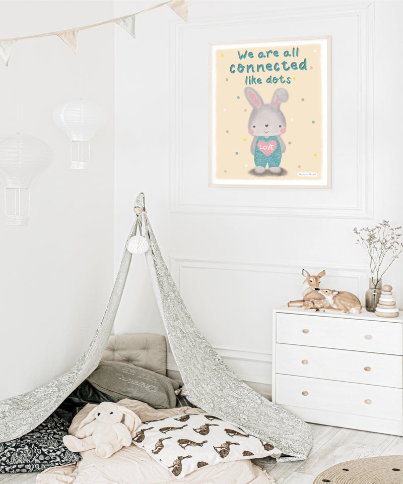 Stampa Illustrata "Cute Bunny Love"