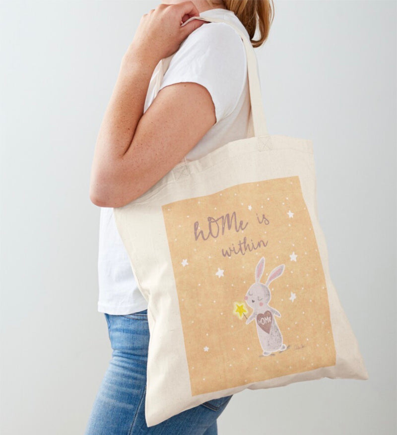 Borsa tote in cotone "la casa è dentro".