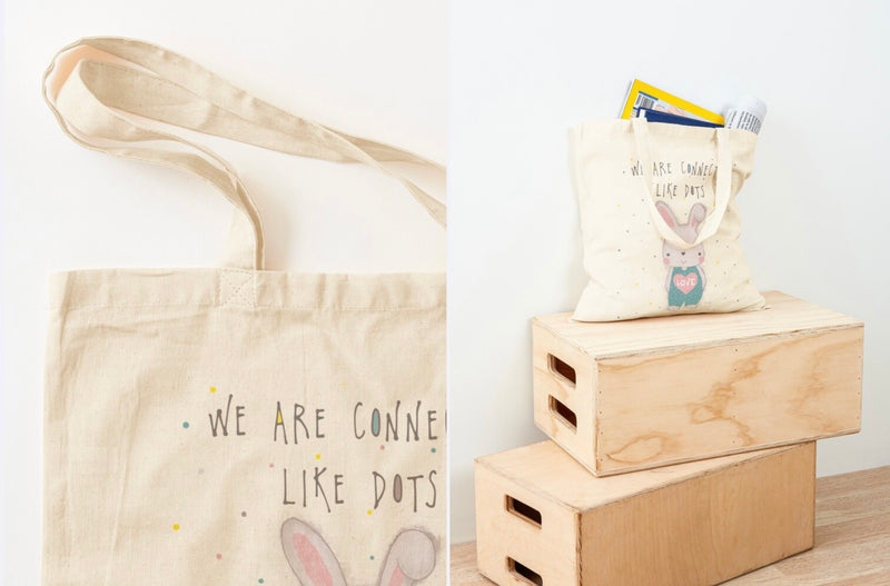 Borsa shopper in cotone "Bunny Love".