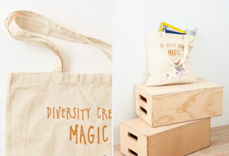 Borsa tote in cotone "La diversità crea magia".