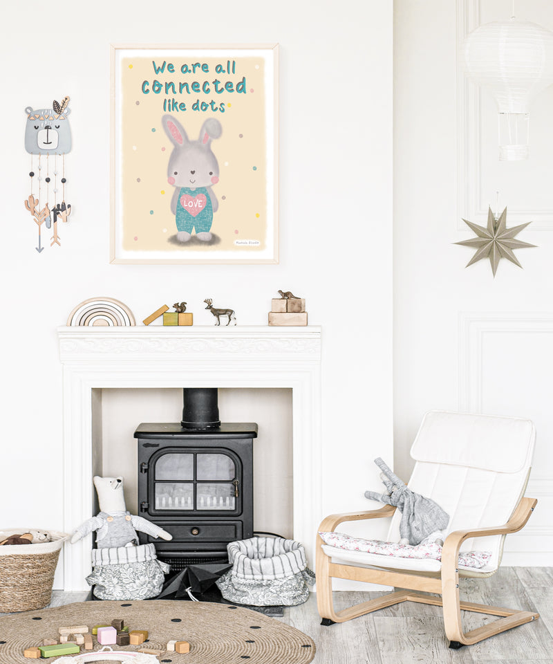"Cute Bunny Love" Art Print