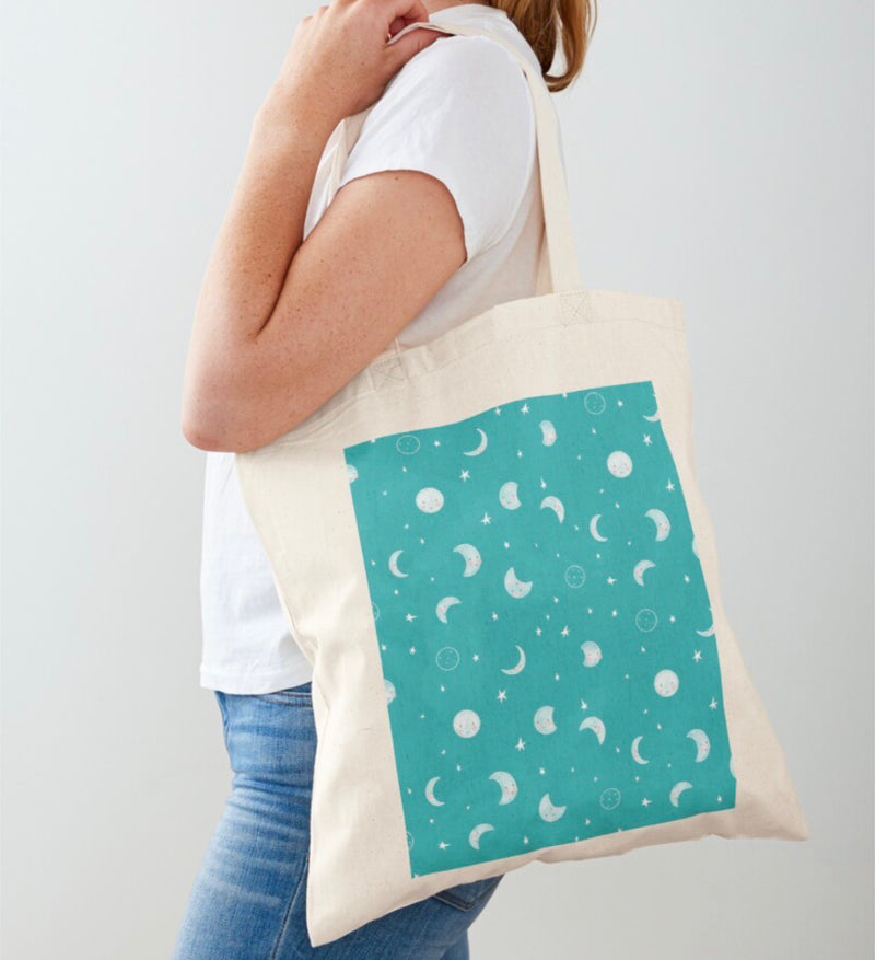 Borsa tote in cotone "La luna ama cambiare".